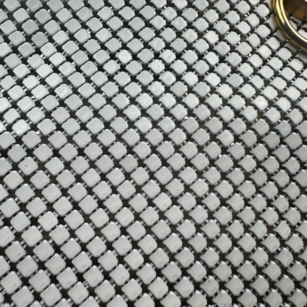 Bueno Vintage Sequin White Metal Mesh Shoulder Bag Gold Tone Chain Strap